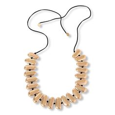 MarlaWynne Oval Bead Station Necklace Natural forms seem to inspire the beads that adorn this modern cord necklace.  Discover a simply intriguing statement style that's great solo and layered with other necklaces.       Approx. 55-3/16"L x 1/8"W; fits 29" to 48-7/8"     Worn finish (Goldtone, Silvertone); rubber finish (Black)      Black cord necklace with adjustable slide closure Black Cord Necklace, Station Necklace, Natural Forms, Cord Necklace, Long Necklace, Fashion Statement, Different Colors, Silver Tone, Gold Tones