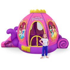 PRICES MAY VARY. OFFICIALLY LICENSED DISNEY PRINCESS MERCHANDISE - Go on a magical adventure with this beautiful Disney Princess Carriage Inflatable Bounce and Slide! BEAUTIFUL HIGH-QUALITY ART - Don't settle for a plain bounce house; boost children's imagination with the magic world of Disney in this Pink Bounce House unique princess carriage. HOURS OF FUN FAMILY TIME - Switch screen time for this great source of physical exercise. Bring it home for your little party jumpers! COUNTLESS INFLATAB Slide And Ball Pit, Pink Bounce House, Princess Bounce House, Disney Princess Carriage, House With Slide, Bounce House With Slide, Official Disney Princesses, House Unique, Princess Carriage