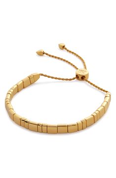 Blocky beads gleam on this grown-up version of the classic friendship bracelet crafted from 18-karat gold vermeil and secured with an adjustable closure. 4"-9" adjustable inner circumference Exclusive US retailer Adjustable slide closure Can be engraved; >see locations Sterling silver/recycled 18k-gold plate Imported This brand is certified with the Butterfly Mark, which identifies luxury brands that adhere to social and environmental best practices This brand meets Nordstrom Responsible Brands Gold Adjustable Bracelet With Polished Finish, Gold Adjustable Box Chain Bracelet, Adjustable Gold-tone Luxury Bracelets, Classic Adjustable Gold-tone Gold Bracelet, Timeless Adjustable Yellow Gold Bracelet, Adjustable Gold Chain Bracelet With Polished Finish, Adjustable Gold Bracelets With Polished Finish, Adjustable Yellow Gold Beaded Bracelet, Adjustable Luxury Chain Bracelet For Everyday