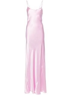 pink satin finish slip silhouette bias cut scoop neck open back rear tie fastening spaghetti straps floor-length straight hem unlined Premire Dresses, Vestidos Color Rosa, Maxi Slip Dress, Dolce E Gabbana, Beautiful Clothes, White Maxi Dresses, Pink Satin, Event Dresses, Cami Dress