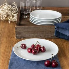 White Salad Plates is made of beautiful white porcelain and coordinates well with other pieces from the same line. These plates add to a dinner table with their elegant look and slender modern profile. These Better Homes and Gardens plates are strong and durable enough to withstand the rigors of everyday use. They are dishwasher safe, microwave safe, and oven safe up to a full 450 degrees. White Salad, Plates White, Appetizer Salads, Appetizer Plates, White Set, Homes And Gardens, Kitchen Products, Salad Plates, Better Homes And Gardens