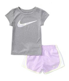 Nike Little Girls 2T-6X Club Tempo Short-Sleeve Interlock T-Shirt & Coordinating Microfiber Shorts Set | Dillard's Nike Sets With Graphic Print And Crew Neck, Nike Crew Neck Sets With Graphic Print, Nike Graphic Print Crew Neck Sets, Nike Sporty Short Sleeve Sets, Nike Summer Sets With Short Sleeves, Nike Sports Sets With Short Sleeve, Nike Sports Set With Short Sleeves, Nike Short Sleeve Sports Sets, Nike Sets With Letter Print And Short Sleeve