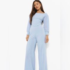 Nwt Boohoo Blue Volume Wide Leg Pant. Size 10 (Medium). Work It In The Pants Of The Season. Cut In The Latest Must-Have Silhouette And With New Levels Of Detail, This Fire Women's Pants Set Will Bring New Energy To Your Co-Ord Look. Hit Refresh On Your Closet Essentials With The 2 Piece Pants Set You'll Soon Be Styling With Everything. Mix These Versatile Coordinating Pieces With Your Latest Jeans Crush Or Favorite Blouse For An Instant Update. Or Wear Them Together As An Effortlessly Put-Togeth Blue Full-length Jumpsuits And Rompers For Spring, Chic Blue Wide-leg Jumpsuits And Rompers, Blue Full Length Wide Leg Pants For Party, Chic Blue Wide Leg Jumpsuits And Rompers, Blue Full-length Wide Leg Pants For Party, Blue Wide Leg Full Length Party Pants, Blue Wide Leg Full Length Pants For Party, Blue Wide Leg Party Pants, Blue Wide Leg Pants For Fall Loungewear