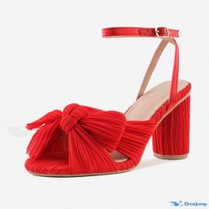 Orcajump - Open-toe Butterfly Knot High Heels for Parties, Formal Events, and Weddings Formal Heels, Butterfly Knot, Shoe Sole, Red Wedding, Formal Event, Open Toe, Knot, High Heels, Weddings