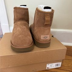 Ugg Classic Mini Ii Chestnut Color Size 9 New With Box. Too Big And Missed Return Window Ugg Ankle Boots, Ugg Classic Mini Ii, Tall Uggs, Leopard Print Boots, Chunky Heel Booties, Sequin Boots, Chestnut Leather, Shoes Ugg, Ugg Classic Mini