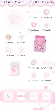 the pink theme for hello kitty is displayed on an iphone screen, and it appears to be very pretty