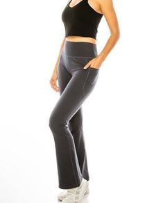 Surround yourself with fashion and comfort in our gray flared leg yoga pants for Women. Specifically crafted to keep you feeling great and looking slim, these high waist athletic pants are perfect for everyday activewear. Crafted with a moisture-wicking fabric and 4-way stretch, these pants provide superior comfort and flexibility. With two side pockets and versatile styling, you can hit the gym in style or dress them up for a more professional look. Best of all, these pants are made to last! Our yoga pants will give you the confidence you need to tackle anything your day brings. Order Today. Flared Yoga Pants Details: S= size 4/6 M =size 6/8 L = size 10/12 XL = size 12/14 10" Flare Leg Two Side Phone Pockets Breathable Four-Way Stretch Sweat-Wicking, Quick Drying Flat Seams Reduces Chafin Toddler Oatmeal, Gray Blue Dress, School Leggings, Jogging Leggings, Wide Leg Leggings, Best Joggers, Leg Yoga, Athleisure Leggings, Yoga Pants With Pockets