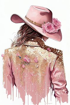 Introducing our stunning Gold and Pink Cowgirl Printable Poster, the perfect addition to any girly dorm room or preppy aesthetic decoration. This digital download combines the charm of cowgirl prints with the elegance of pink and gold hues, creating a truly eye-catching piece of wall art. Our high-quality digital prints are designed to be easily accessible ensuring that you can effortlessly transform any space into a stylish haven. Whether you're a fan of western-themed decor or simply love a touch of femininity, this cowgirl print is bound to make a statement. With its trendy design and versatile format, this printable wall art is a fantastic choice for those who prefer the convenience of digital downloads. Simply purchase, download, and print it at home or through your preferred printing Girly Dorm Room, Fashion Wall Art Printables, Girly Dorm, Dibujos Pin Up, Trajes Country, Dorm Room Wall Art, Decoration Bar, Aesthetic Decoration, Dorm Room Walls