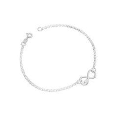 This infinity knot Coeur bracelet is the perfect statement piece for your look. Elegantly crafted from sterling silver, the bracelet features an abstract infinity knot design for a subtle touch of style. Show off your sophisticated style with this timeless piece. Minimalist Silver Infinity Bracelet, Minimalist Infinity Bracelet For Formal Occasions, Minimalist Infinity Bracelets For Formal Occasions, Elegant Sterling Silver Infinity Chain Bracelet, White Gold Infinity Bracelet For Formal Occasions, Formal White Gold Infinity Bracelets, Formal White Gold Infinity Bracelet, Formal Sterling Silver Infinity Bracelets, Formal Sterling Silver Infinity Bracelet