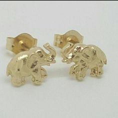 "Very beautiful 14k solid yellow gold small elephant push back stud earrings. Size: 8×5MM (0.31\"×0.20\") widest points. Weight: 0.7-1 gram gram Type of fastening: push back butterfly Post length: 9MM COMES IN A NICE FREE GIFT BOX!" Elephant Earrings Studs, Small Elephant, Gold Elephant, Elephant Earrings, 18k Gold Earrings, Earrings Women, White Gold Earrings, Yellow Gold Earring, Fine Earrings