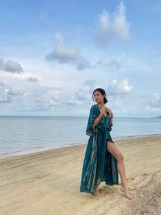 Bohemian Wrap Robe For The Beach, Bohemian Wrap Robe For Beach, Bohemian Wrap Beach Robe, Long Beachy Kimono For Festivals, Bohemian Maxi Robe For Vacation, Bohemian Maxi Beach Robe, Bohemian Flowy Beach Robe, Bohemian Maxi Length Beach Robe, Bohemian Beach Robe With Kimono Sleeves