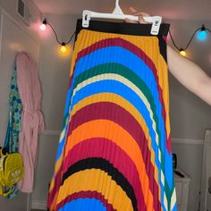 A Beautiful Never Worn Skirt Just Without Tags Multicolor Pleated Flared Skirt, Trendy Multicolor Mini Skirt, Vibrant Multicolor Maxi Skirt For Spring, Colorful Vibrant Skirt For Spring, Vibrant Colorful Skirt For Spring, Colorful Vibrant Spring Skirt, Vibrant Colorful Spring Skirt, Casual Multicolor Maxi Skirt For Party, Multicolor Long Pleated Skirt