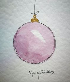 a drawing of a pink ornament hanging from a string