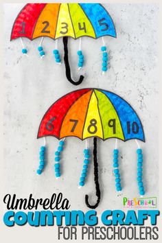 colorful umbrella counting craft for preschoolers to practice numbers