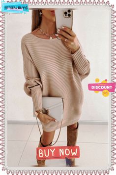 Fashion Elegant Style Women's Solid Color Commuter Dress Beige Mini Dress For Fall, Beige Mini Length Dress For Fall, Trendy Beige Sweater Dress For Spring, Beige Knee-length Fall Dresses, Fall Party Sweater Dress In Beige, Beige Dresses For Fall, Trendy Beige Long Sleeve Sweater Dress, Beige Mini Sweater Dress For Spring, Trendy Beige Mini Dress For Winter