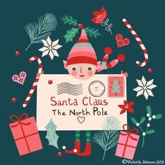 santa claus the north pole christmas card