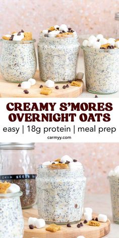 this is an image of creamy s'mores overnight oatmeal recipe