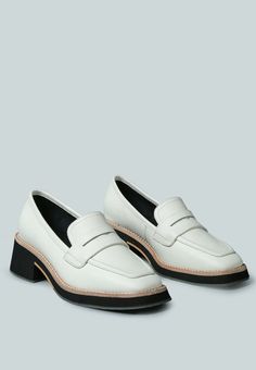 MOORE Lead lady Loafers in White Formal Shoe, Leather Formal Shoes, Working Women, Be The Boss, Working Woman, Mens Jewelry Bracelet, Perfect Shoes, Heeled Loafers, The Boss