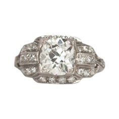 GIA Certified 1.69 Carat Diamond Platinum Engagement Ring For Sale at 1stDibs 1920 Art, 1920 Art Deco, Diamond Engagement Rings Cushion, Antique Cushion, Platinum Engagement Ring, Platinum Diamond Engagement Rings, Cushion Diamond, Platinum Engagement Rings, Gold Platinum