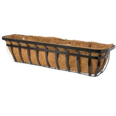 a planter that is made out of wood and metal, with an iron frame