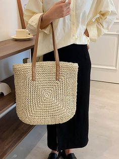 Summer Woven Women's Bag Large Capacity Straw Woman Shopper Beach – Huitidai&Xiangtuibao Square Beige Shoulder Bag For Vacation, Beige Square Shoulder Bag For Vacation, Beige Square Bag For Vacation, Trendy Beige Shoulder Bag For Vacation, Square Beige Vacation Bag, Large Capacity Square Bag For Vacation, Large Capacity Square Vacation Bag, Casual Beige Tote Bucket Bag, Casual Rectangular Bag For Vacation