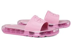 Tory Burch Bubble Jelly - Women's Shoes : Cipria/Cipria : Take a step back in time with the Tory Burch Bubble Jelly, a TPU slide reminiscent the iconic 90s sandal. Open rounded toe and open back for easy on and off. Signature Double-T across strap. TPU lining and insole. Durable rubber sole. Imported. Weight of footwear is based on a single item, not a pair. Summer Slip-on Slides With Translucent Outsole, Modern Slides With Translucent Outsole For Summer, Trendy Open Toe Slides With Branded Insole, Trendy Slides With Branded Insole For Spring, Trendy Slides With Cushioned Footbed, Tory Burch Bubble Jelly, 90s Sandals, Tory Burch Sandal, Camel Sandals