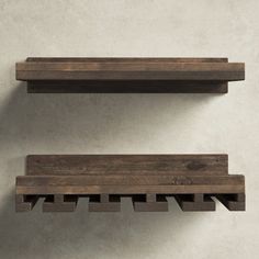 two wooden shelves on the wall