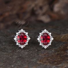 Product Detail Material: 925 Sterling Silver, 10k/14k/18k Solid Rose/White/Yellow Gold, Platinum Quantity: 2pcs (a pair) earrings Center Stone: 6x8mm Oval Cut Lab Ruby Side Stones: Round Cut Moissanites Custom Service 1, Gemstones can be replaced with others. 2, All metal can be customized. 3, The earrings can be customized according to the design you want. Please contact us if you need any personalized custom earrings. We will try our best to meet your needs. Only you can't think of it, we can' Red Oval Diamond Earrings For Anniversary, Oval Red Diamond Earrings For Anniversary, Oval Halo Setting Earrings For Anniversary, Oval Gemstone Earrings For Anniversary, Oval Halo Sterling Silver Earrings, Oval Diamond Earrings, Ruby Stud Earrings, Ruby Earrings Studs, Handmade Pendant Necklace