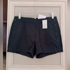 J. Crew Navy Blue Shorts With Buttons In A Sailor Nautical Style. Buttons, Etched With An Anchor , Down Each Side Open Up The Shorts. Side Pockets. V Notch On Back Waistband. Nwt Size 0 - Low Fit Sailor Style, Navy Sailor, Sailor Fashion, Nautical Style, Navy Blue Shorts, Style Shorts, Nautical Fashion, Blue Shorts, Jean Shorts