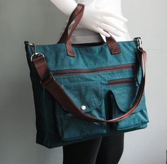 Water Resistant Nylon Bag in Dark Teal, messenger bag Canvas Projects, Beautiful Handbags, Work Bag, Waxed Canvas, Aesthetic Collage, Jeju, Dark Teal, Everyday Bag, Nylon Bag