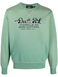 turquoise blue-green cotton blend slogan print to the front crew neck long sleeves straight hem ribbed cuffs and hem Mens Activewear, Green Cotton, Turquoise Blue, Work Outfit, Crew Neck Sweatshirt, Overalls, Blue Green, Active Wear, Knitwear