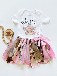 Holy Cow Im One 1st Birthday Outfit Holy Cow Im 1 First - Etsy Unique 1st Birthday Themes For Twins, Cowgirl Theme 1st Birthday, Family Cow Birthday Shirts, First Birthday Cowgirl Outfit, Cowgirl 1st Birthday Party Outfit, 1st Birthday Girl Outfit Ideas, Long Live Cowgirls Birthday Party, First Rodeo Outfit Girl, First Rodeo Birthday Party Girl Outfit