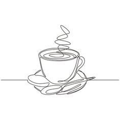 a line drawing of a coffee cup and saucer