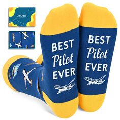 PRICES MAY VARY. PILOT SOCKS: Dark blue socks with airplanes, pilot sunglasses, boat hats, business luggage, and aviation headphones. The bottom of the socks features a funny message, "BEST PILOT EVER." VERSATILE FIT: Accommodates men's 6-13, women's 7+ US sizes. Each exclusive gift box contains one pair of funny socks. COMFORT ROYALTY: These socks are crafted from a super soft cotton blend for a stretchy, majestic fit. PILOT GIFTS: Pilot socks are the perfect gifts for pilots, helicopter pilots Boat Hats, Hat Business, Radiologist Gifts, Nurse Socks, Plane Gifts, Airplane Gifts, Funny Pilot, Dental Assistant Gifts, Boat Hat