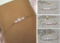 Pearl Bracelet, Bridesmaid Gift, Bridal Bracelet, Adjustable Box Chain Bracelet, Bolo Jewelry IT'S IN THE DETAILS ✦ Gold, Rose Gold or Silver Adjustable Box Chain Bracelet ✦ Your choice of 3 styles and 10 color pearls Style A - 6mm Swarovski Pearls Style B -  4 and 6mm Swarovski Pearls Style C - 4mm, 6mm and 8mm Swarovski Pearls ✦ PACKAGING All orders are sent packaged in a jewelry box - ready to be gifted! Upon request, we can also include a note card with your own personal message. PLEASE NOTE: In an effort to be greener and to keep shipping costs down, your order will arrive in ONE (1) gift box regardless of how many items purchased. PLEASE LET US KNOW IF YOUR ORDER CONTAINS MULTIPLE GIFTS so that we can box them up separately for you. ✦ SHIPPING Most orders are dispatched within 3-5 bu Gold Opal Jewelry, Bridesmaid Pearl Bracelet, Bridesmaid Pearls, Wedding Bridesmaid Jewelry, Bolo Bracelet, Bar Jewelry, Jewelry Dainty, Dainty Bracelet, Wedding Jewelry Bracelets