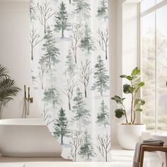 a bathroom with a bathtub and shower curtain