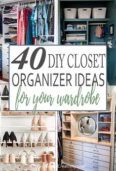 Get rid of clutter and transform your closet into a practical, elegant solution with these DIY Closet Organization ideas. Creative solutions large or small bedroom closet with budget ideas. Don't let builder grade blahs get you down. #small #closet #organization #ideas Bifold Closet Organization Ideas, 8ft Closet Organization, Walk In Closet Organization Ideas Diy, Closet Organization Ideas Diy, Diy Closet Organization Ideas, Small Bedroom Closet, Closet Organizer Ideas, Closet Wall Organizer, Spare Room Closet