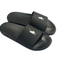 Polo Ralph Lauren Men's Signature Pony Slides/Sandals Black With A White Pony Sizes 7 8 9 11 12 13 (Multiple Quantities) These Are New In Box! Some Of The Boxes Show Some Wear But All The Slides Are In Perfect New Condition! Great Casual Summer Shoe! Polo Ralph Lauren Shoes, Summer Shoe, Ralph Lauren Shoes, Slides Sandals, Sandals Black, Polo Ralph Lauren Mens, Flip Flop Sandals, Summer Shoes, Slide Sandals