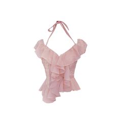 Sporty Chiffon Ruffle Blouse — Pink – L'Oeuvre Chic Summer Stretch Corset, Summer Stretch Chic Corset, Chic Stretch Summer Corset, Spring Sleeveless Lace Top Corset, Chic Camisole Corset For Summer, Spring Lace Top Sleeveless Corset, Elegant Fitted Chiffon Tops, Summer Evening Chiffon Top, Fitted Summer Blouse With Built-in Bra