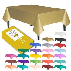 table cloths with different colors and sizes