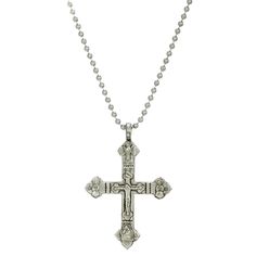 Pewter Large Mens Crucifix 22 Inch Symbols Of Faith, Crucifix Necklace, Faith Jewelry, Porcelain Roses, Cameo Jewelry, Ball Chain Necklace, Creating Jewelry, Cross Earrings, Necklace Online