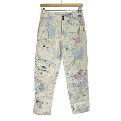 Anthropologie The Wanderer Paint Splatter Cargo Pants Size 25 Art To Wear. Content: 98% Cotton 2% Spandex. Size: 25. Inseam Is 28 Without Roll Up At Hem. 26 Inseam With Rolled Up Hem. For Best Fitting Results, Please Compare This Items Measurements Provided In Photos With Another Item That Fits You Well. Color: White Base With Watercolor Like Splatter Print. 1 Pocket Cargo On Right Thigh. Pants Were Sold With Rolled Up Hem. New With Tags In Excellent Condition. Please Carefully Review All Photos Spring Straight Leg Bottoms With Paint Splatter, Spring Fitted Jeans With Paint Splatter, Casual Spring Pants With Paint Splatter, Casual Relaxed Fit Bottoms With Paint Splatter, Fitted Cotton Bottoms With Paint Splatter, Spring Cotton Bottoms With Paint Splatter, Multicolor Paint Splatter Bottoms For Spring, Spring Paint Splatter Cotton Jeans, Spring Multicolor Paint Splatter Bottoms