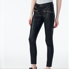 Armani Exchange Faux Leather Skinny Trouser Pants Leggings. Sleek And Sexy, These Skinny Trousers Are Perfect For A Night Out. Golden Metal Details On Front Zippers, Buttons. Side Zipper Closure. 100% Viscose With 100% Polyurethane Coating. Zip Fly Trousers For Night Out, Spring Night Out Pants With Zip Fly, Chic Leather Pants With Zip Fly For Fall, Edgy Pants With Side Zipper For Fall, Edgy Fall Pants With Side Zipper, Trendy Bottoms With Side Zipper For Night Out, Chic Leather Pants With Zip Fly For Night Out, Edgy High Rise Pants With Zipper Closure, Mid-rise Faux Leather Pants For Night Out