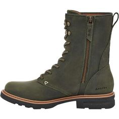 The Columbia Rowena Lace Boot is a casual leather boot with combat boot styling and a hidden zipper to slip it on and off easily. Fall Outdoor Moto Boots With Zipper Closure, Leather Footbed Combat Boots For Outdoor Fall Activities, Fall Outdoor Combat Boots With Leather Footbed, Fall Leather Combat Boots For Outdoor, Outdoor Boots With Zipper Closure For Fall, Outdoor Fall Boots With Zipper Closure, Outdoor Ankle Combat Boots With Zipper, Outdoor Ankle Lace-up Boots With Zipper, Leather Waterproof Boots With Zipper For Outdoor