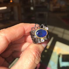 Sterling Silver 925 Black rhodium plated gold plated Handmade Natural Opal with lots of blue fire Mesmerizing Unique Blue Multi-stone Opal Ring, Blue Opal Multi-stone Jewelry, Hallmarked Blue Opal Jewelry, Unique Blue Opal Ring, Opal Band Ring, Lemon Quartz Ring, Blue Fire Opal, Opal Band, Rainbow Opal