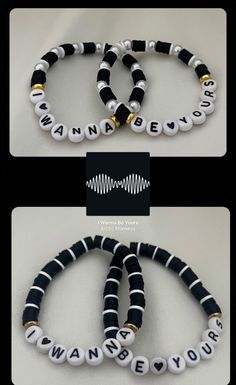 "artic monkeys \"i wanna be yours\" matching clay beaded bracelets!  (also sold separately, dm me)  -perfect for couples and gifting! -bracelets are made with a stretchy elastic string to ensure a perfect fit - all are roughly the same size, but if you have a preference please let me know  -comes with extras 💕 feel free to contact me with any questions or concerns!" Hello Kitty And Friends Bracelets, Couple Crafts To Do Together, Cute Bracelets For Couples, Matching Clay Bead Bracelet, Matching Clay Bracelet Ideas, Matching Rubber Band Bracelets, Beaded Best Friend Bracelets, Couple Bracelets Clay Beads, Clay Beads Matching Bracelets