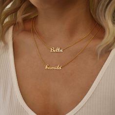 personalized jewelry, DAINTY NAME NECKLACE, BABY NAMES NECKLACE, MOTHERS NECKLACE, THREE NAME NECKLACE, NAME NECKLACE, PERSONALIZED GIFTS, CUSTOM NAME NECKLACE, GIFT FOR MOM, GRANDMA GIFT, MINIMALIST JEWELRY, GIFTS FOR HER  Personalized Family Name Necklace  You can provide up to 3 names on the necklace! Wear your favorite inspirational words, your loved ones' names, or family members you want to keep close to you. The possibilities are endless. Get one for yourself and one for someone you know Dainty Nameplate Charm Necklace With Names, Dainty Custom Name Pendant Charm Necklace, Dainty Nameplate Necklace Customizable, Customized Minimalist Name Pendant Necklace, Customized Minimalist Pendant Name Necklace, Customizable Dainty Nameplate Necklace, Adjustable Nameplate Necklaces With Names, Minimalist Name Pendant Charm Necklace, Dainty Personalized Nameplate Charm Necklaces