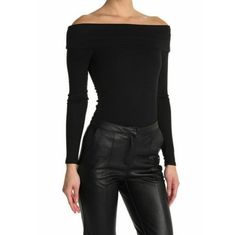 Off Shoulder Bodysuit Ribbed/Lined Super Flattering Black Off-shoulder Stretch Bodysuit, Black Stretch Off-shoulder Bodysuit, Chic Black Bodysuit For Fall, Sleek Black Bodysuit For Fall, Sleek Black Bodysuit For Spring, Off-shoulder Stretch Bodysuit For Fall, Stretch Off-shoulder Bodysuit For Fall, Fall Stretch Off-shoulder Bodysuit, Off Shoulder Bodysuit