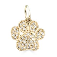 14K Diamond Paw Print Charm - Nolita Dog Paw Pendant, Paw Pendant, Paw Print Pendant, Diamond Dogs, Thick Chain Necklace, Paw Print Charm, Dog Necklace, Designer Dog, Bow Jewelry