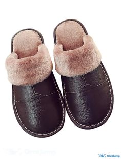 OrcaJump - Mens Brown PU Coffee and Black Winter Warm Fleece Slippers and Flip-Flops for the House Brown Outdoor Winter Slippers, Winter Home Slippers, Brown Indoor Slippers For Winter, Comfy Brown Winter Slippers, Cozy Brown Slippers For Winter, Fleece Slippers, Men's Slippers, Warm Slippers, Brown Coffee